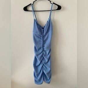 Light Blue Ruched Spaghetti Strap Dress